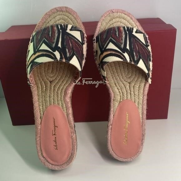 New Authentic FERRAGAMO Cabrera Espadrille Slide Sandal (Women) - Picture 14 of 16